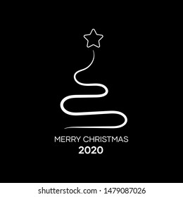 2020 text design. Collection of Merry christmas and happy holidays. Vector illustration. Isolated on black background.