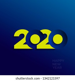 2020 Text Design. Modern Logo Perfect For Website, Annual Report, Poster, Editorial, Invitation Card, Banner. Scalable and Editable Colour. Vector. Illustration. Isolated On Blue Background.