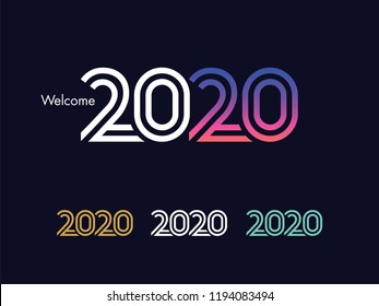 2020 Text Design - Modern 2020 Text Design, Perfect For Website, Annual Report, Poster, Editorial, Invitation Card, Banner And Others. Scalable and Editable Colour. Vector.