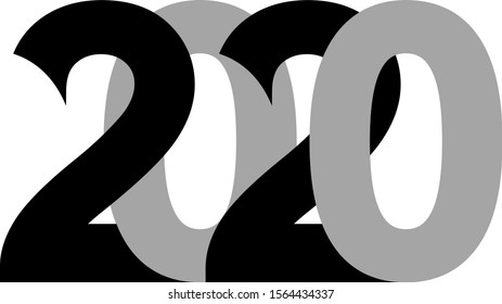 2020 Text Design Patter, Vector illustration. Isolated on white background