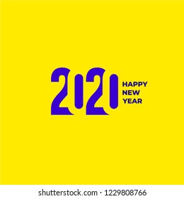 2020 text design pattern. Collection of Happy New Year and happy holidays. Vector illustration. Isolated on yellow background.