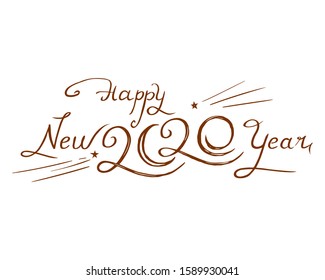 2020 text design pattern. Collection of Happy New Year and happy holidays. Hand-drawn design vector illustration. Isolated on a white background.