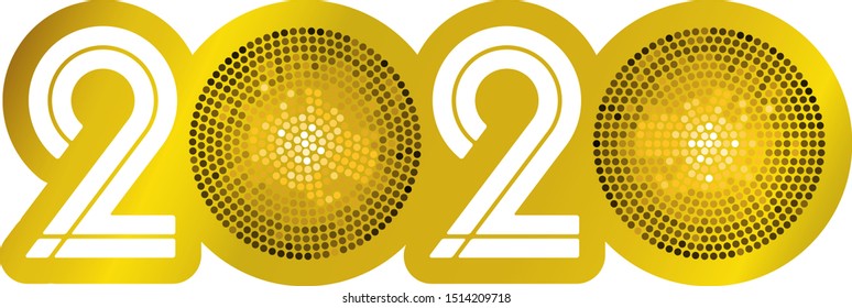 2020 text with gradients and shadows. Easy color changes. Vector illustration.