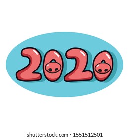 2020 text illustration, cute, new year
