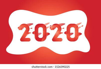 2020 text red fluid design template
