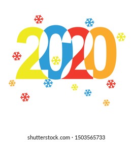 2020 text with snowflakes. Vector illustration