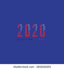 2020 text with USA flag for American election day, American presidential