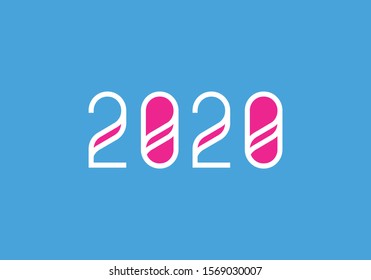 2020 typo design for web, app, calender, brochure, flyer etc