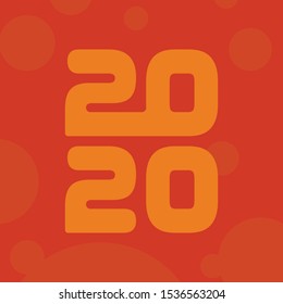 2020 typography hieroglyph orange on a red background. New Year