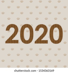 2020 Typography Style, pet foot print
