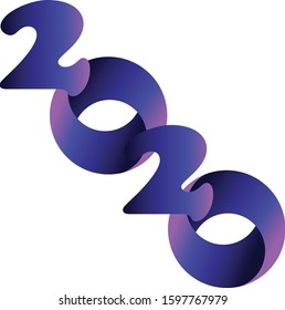 2020 typography vector illustration in color purple gradient