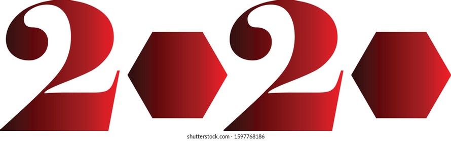 2020 typography vector illustration in color red to dark gradient
