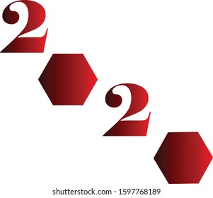 2020 typography vector illustration in color red to dark gradient