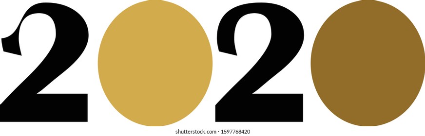 2020 typography vector illustration in color gold
