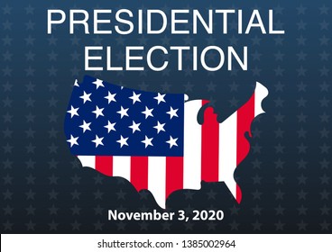 2020 United States of America Presidential Election banner. Election banner Vote 2020 with Patriotic Stars.