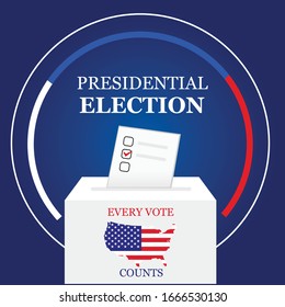 2020 United States Of America Presidential Election Voting Banner With White Ballot Box Illustration  Template Design