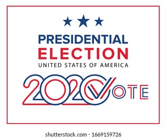 2020 United States of America Presidential Election voting logo type text and typography design.