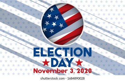 2020 United States of America Presidential Election banner. Election banner Vote 2020 with Patriotic Stars. Poster, card, banner, background design. Vector illustration eps 10.