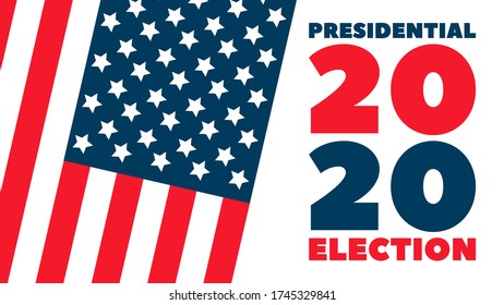 2020 United States of America Presidential Election banner. Election banner Vote 2020 with Patriotic Stars. Poster, card, banner, background design. Vector illustration eps 10.