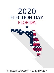 2020 United States of America Presidential Election Florida vector template.  USA flag, vote stamp and Florida silhouette