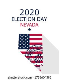 2020 United States of America Presidential Election Nevada vector template.  USA flag, vote stamp and Nevada silhouette