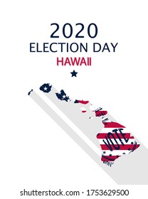 2020 United States of America Presidential Election Hawaii vector template.  USA flag, vote stamp and Hawai silhouette