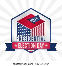 2020 United States of America Presidential Election banner. Design logo. Vector illustration. Isolated on white background. EPS 10