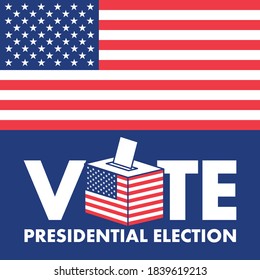 2020 United States of America Presidential Election with Ballot Box Vector Illustration