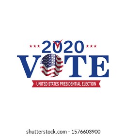 2020 United States of  Presidential Election banner.Vote. Patriotic illustration