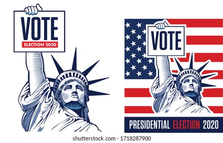 2020 United States Presidential Election - concept with Liberty Statue	