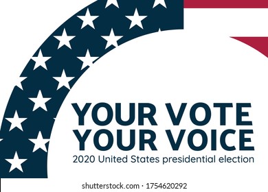 The 2020 United States Presidential Election concept. Template for background, banner, card, poster with text inscription. Vector EPS10 illustration