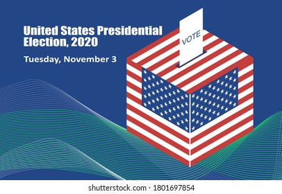 2020 US Election Box Ballot. The Election Box Ballot Cover by the US Flag.