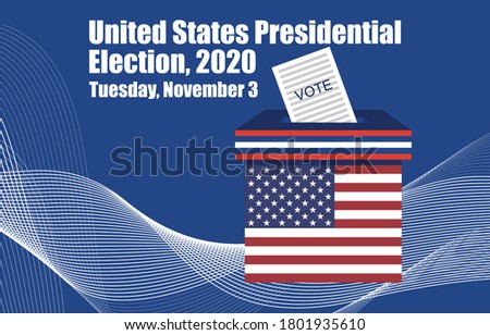 2020 US Election Box Ballot. The Election Box Ballot Cover by the US Flag.