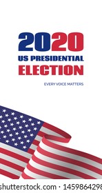 2020 US Presidential election banner. Vector vertical template for vote invitation
