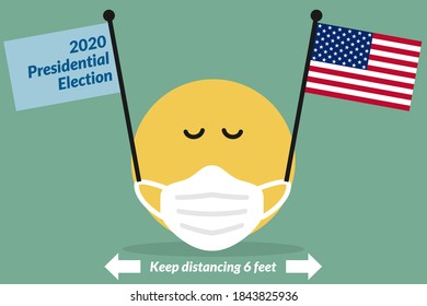 2020 USA presidential election. Keep distancing 6 feet to protect yourself from Covid-19