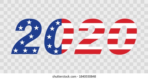 2020 USA Presidential election. Vote icon . 2020 number with american flag. Election voting poster United States of America . 10 eps