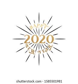 2020 vector background illustration. Happy 2020 New Year Greeting Card in vintage design. Holiday Vector Illustration With Luxury Gold and isolated on white background.