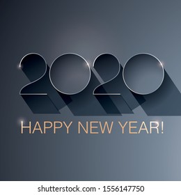 2020 Vector blank template_Happy New Year Cover. Metallic gloss refined lines, stylish numeral font. Design for calendar, postcard print, greeting web banner.