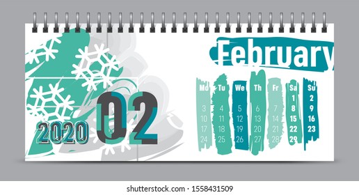 2020 vector calendar design, typography, illustration.
