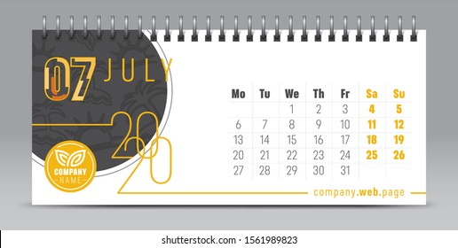 2020 vector calendar design, typography, illustration.