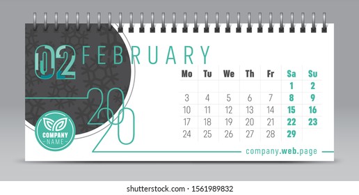 2020 vector calendar design, typography, illustration.