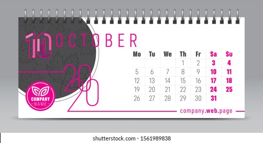 2020 vector calendar design, typography, illustration.