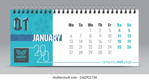 2020 vector calendar design, typography, illustration.