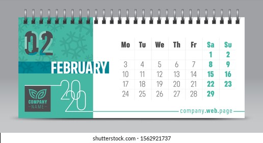 2020 vector calendar design, typography, illustration.