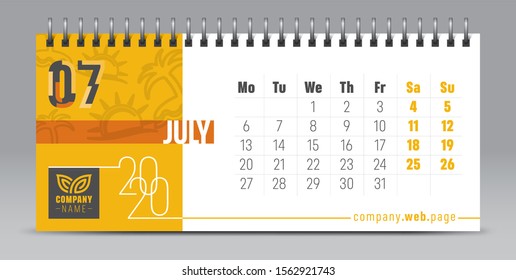 2020 vector calendar design, typography, illustration.