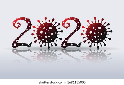 2020 vector with coronavirus theme. Covid-19.  Coronavirus Cell. Isolated Vector Icon