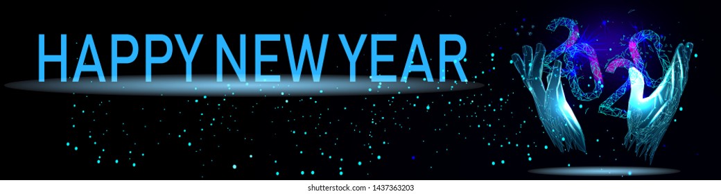 2020. Vector drawn by color lines. Minimal cover design. Low poly vector illustration template brochures, flyers, presentations, logo, print, leaflet, banners. Happy New Year