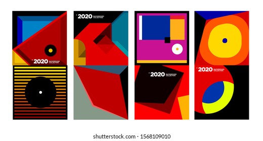 2020 vector geometric and abstract colorful background collection. Background for social media story, website, banner, poster, and digital media.