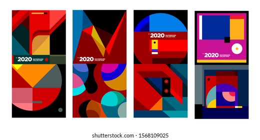2020 vector geometric and abstract colorful background collection. Background for social media story, website, banner, poster, and digital media.