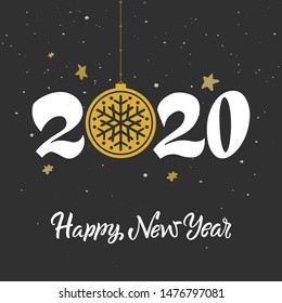 2020 vector Happy New Year. Christmas decorations ball